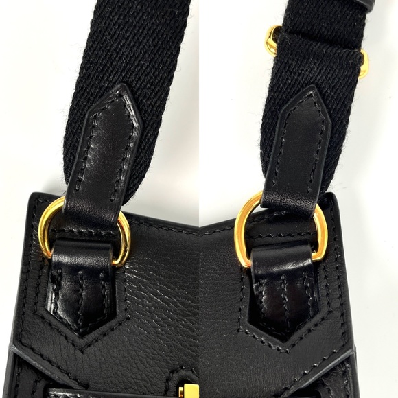 HERMES Mini Jypsiere Black Evercolor Leather Gold Hardware Crossbody Bag - Picture 7 of 12